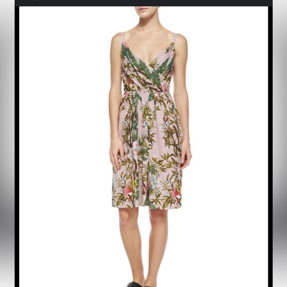 Isabel Marant Botanical Print Mini Dress - Pink and Green